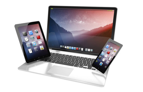 三维渲染的电脑设备 笔记本电脑、手机与平板电脑的智能互联